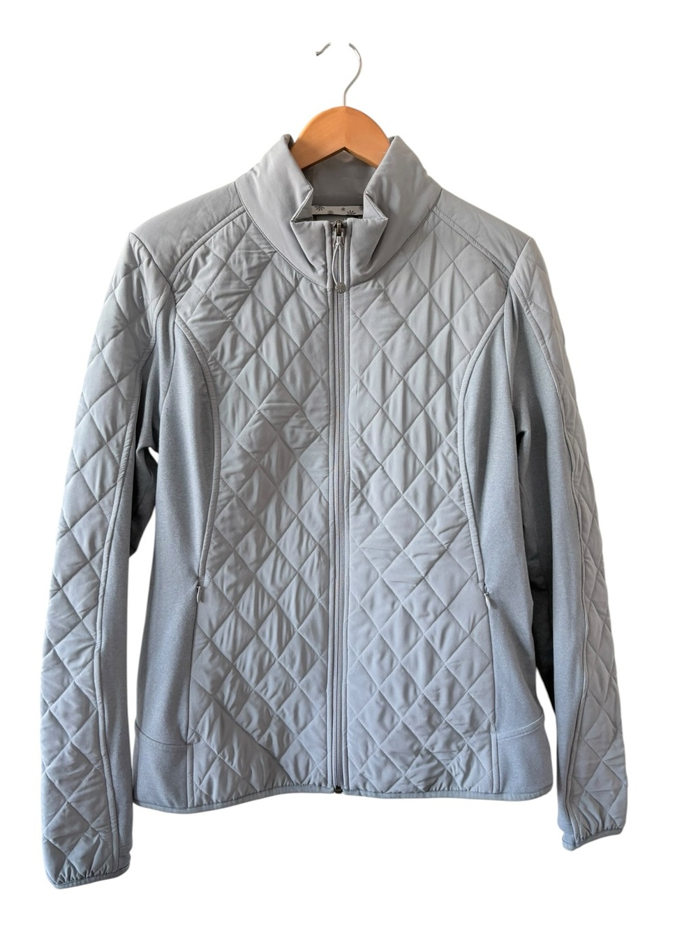 Athleta Pale Blue Quilted Track Jacket
